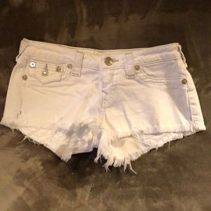 True Religion White Denim Shorts